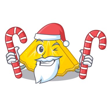 Santa ile şeker ananas dilimleri bir karikatür plaka üzerinde