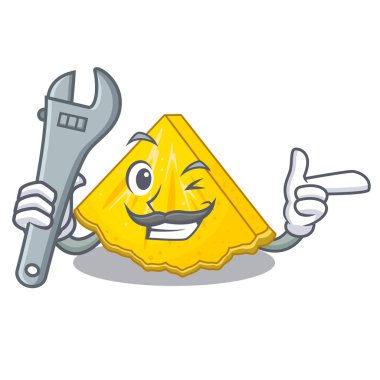 Mekanik ananas dilimleri bir karikatür plaka üzerinde