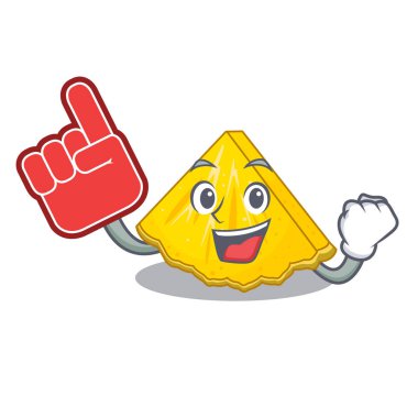 Köpük parmak ananas dilimleri bir karikatür plaka üzerinde