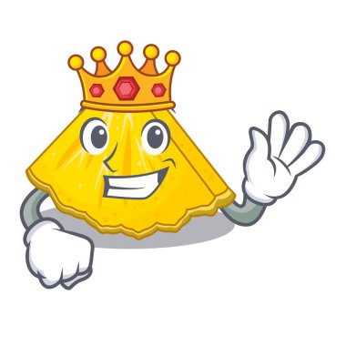 Kral ananas dilimleri bir karikatür plaka üzerinde