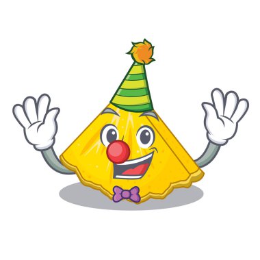 Palyaço ananas dilimleri bir karikatür plaka üzerinde