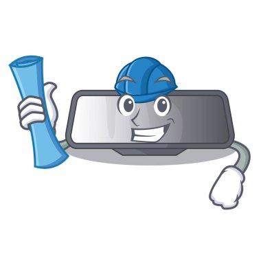 Mimar çizgi film şekil dikiz aynasında