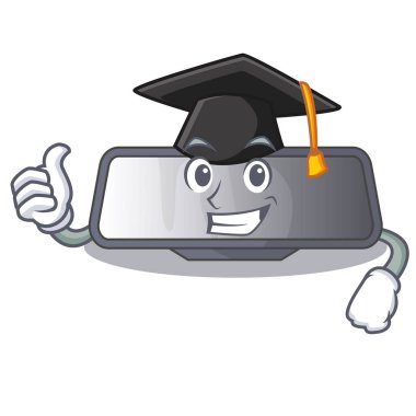 Mezuniyet çizgi film şekil dikiz aynasında