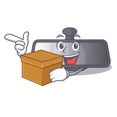 Kutusu dikiz aynası ile karikatür şeklinde