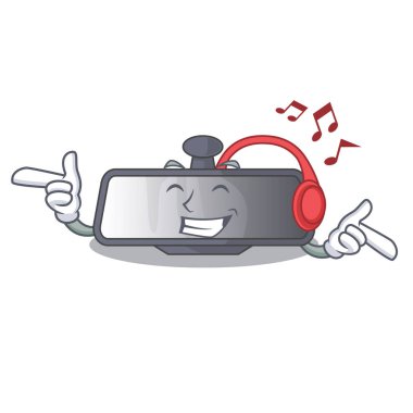 Müzik çizgi film araba dikiz aynasında dinleme