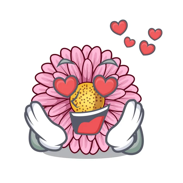 En amour gerbera fleur isolé dans le dessin animé — Image vectorielle