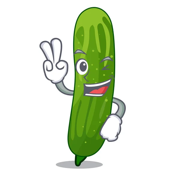 Deux tranches de concombre frais doigt sur plaque de dessin animé — Image vectorielle