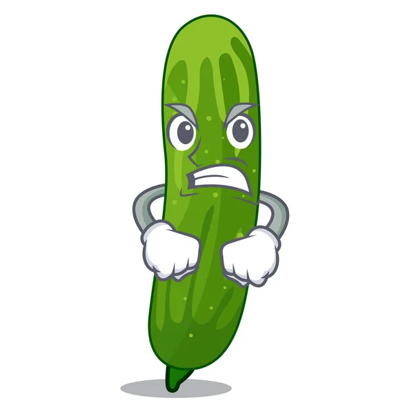 Angry fresh cucumber isolated in the cartoon — Stock Vector
