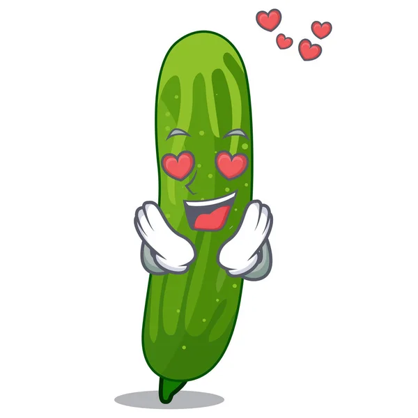 In love fresh cucumber isolated in the cartoon — Stock Vector