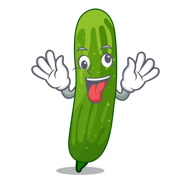 Tranche de concombre frais fou sur panneau de mascotte — Image vectorielle