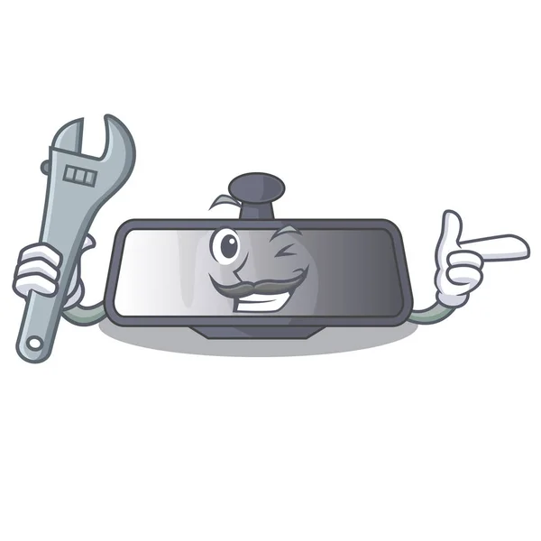 Specchio retrovisore meccanico miniatur personaggio forma — Vettoriale Stock