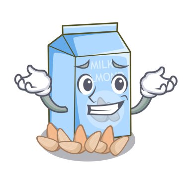 Badem sütü maskotu izole sırıtarak
