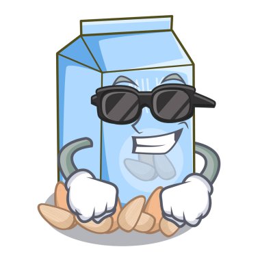 Maskot izole süper cool badem sütü