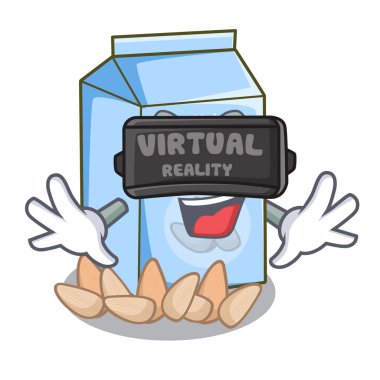 Sanal gerçeklik badem süt çizgi film şişe