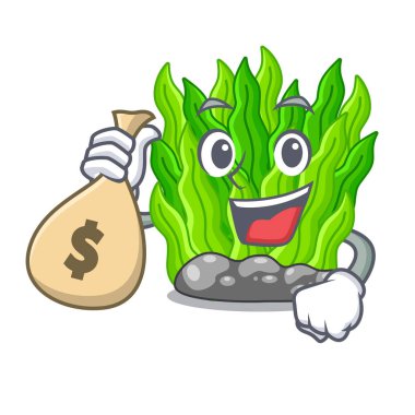 Karikatür şeklinde ile para çantası yeşil yosun