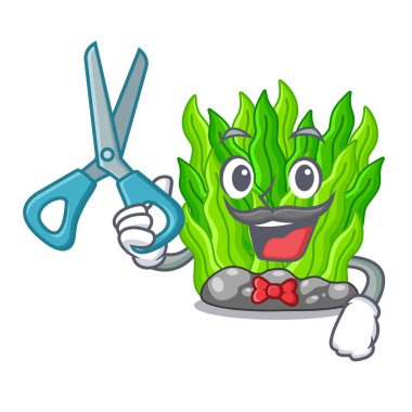 Karikatür şeklinde yeşil yosun berber