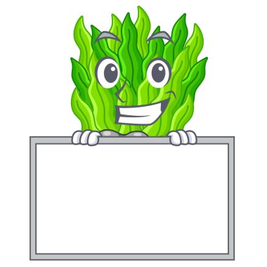 Karikatür şeklinde kurulu yeşil yosun ile sırıtarak