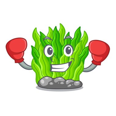 Karikatür şeklinde yeşil yosun boks