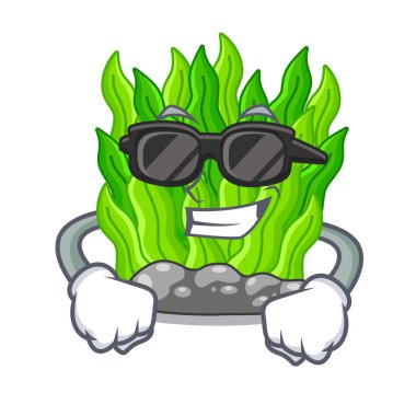 Süper serin yeşil yosun karakteri ile izole