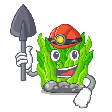 Madenci minyatür yeşil yosun maskot tablosunun üst kısmındaki
