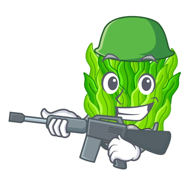 Rumput laut hijau tentara dalam bentuk kartun - Stok Vektor
