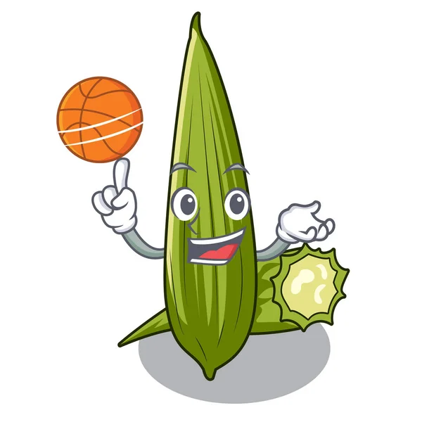 With basketball luffa in a the mascot basket — Stock Vector