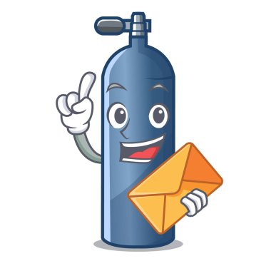 Zarf hava ile tank dalış maskotu izole.