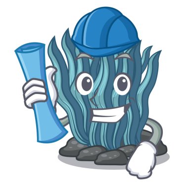 Mavi yosun karakter izole mimar