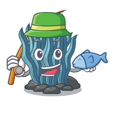 Mavi yosun karikatür deniz su altında Balık tutma