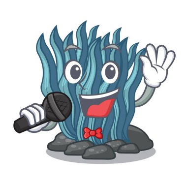 Şarkı mavi deniz yosunu karikatür deniz suyu altında