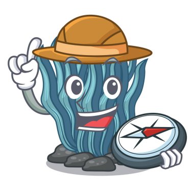 Deniz su altında Explorer mavi deniz yosunu çizgi film