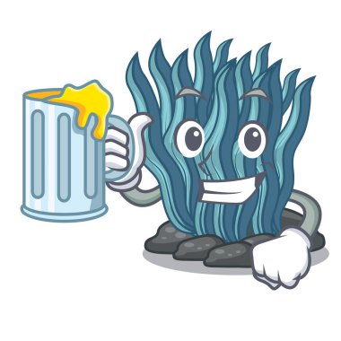 Deniz su altında ile suyu mavi deniz yosunu karikatür