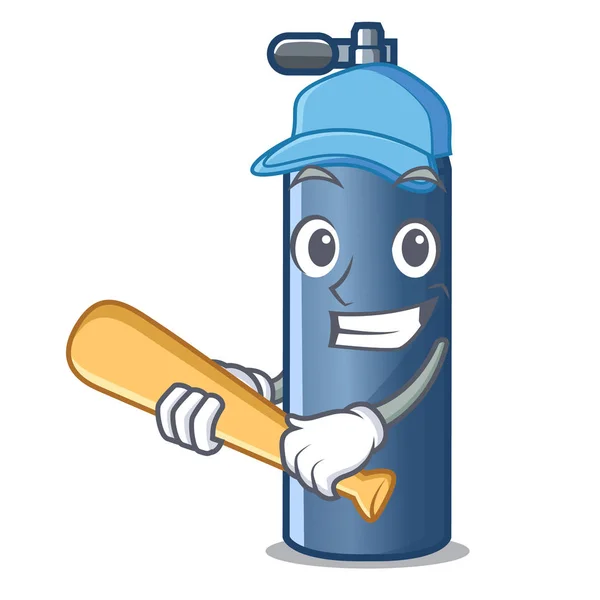 Hrát baseball kyslíkovou nádrž potápění v kreslené obrazce — Stockový vektor