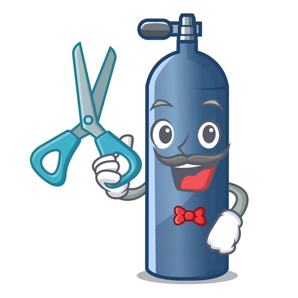 Barber kyslíkovou nádrž potápění v kreslené obrazce — Stockový vektor