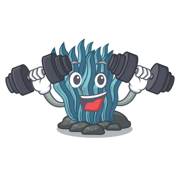 Fitness rumput laut biru dalam bentuk maskot - Stok Vektor