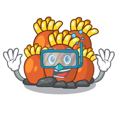 Turuncu mercan maskotu ile izole dalış