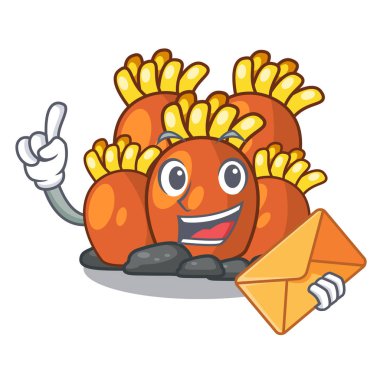 Zarf turuncu ile maskotu ile izole mercan