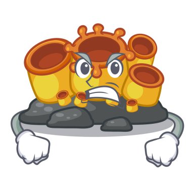 Denizde öfkeli turuncu sünger mercan karikatür