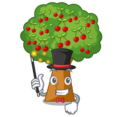 Büyücü kiraz ağacı karikatür evin yanında