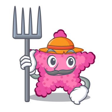 Karikatür ile izole Çiftçi pembe yıldız balığı