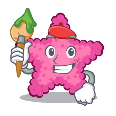 Karikatür ile izole sanatçı pembe yıldız balığı