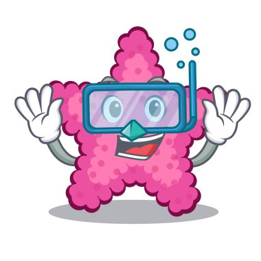 Karikatür şeklinde dalış pembe yıldız balığı
