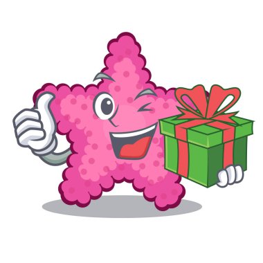 Hediye oyuncak pembe yıldız balığı ile karakter tablosu