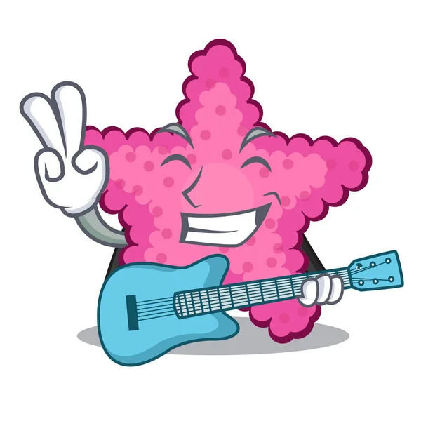 With guitar toy pink starfish the character table — Stock Vector