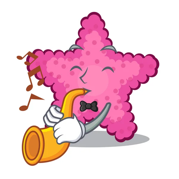 Mit trompeten spielzeug rosa seestern der charaktertisch — Stockvektor