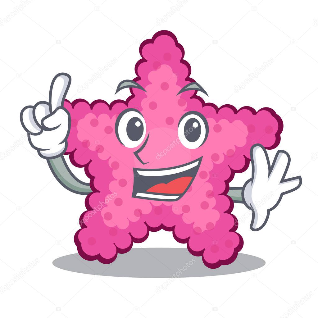 Finger pink starfish animal on mascot sand