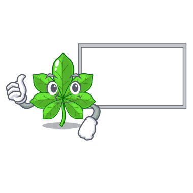 Karikatürde izole tahta at kestanesi ile thumbs up