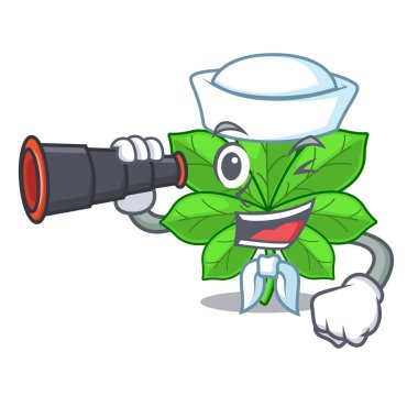 Maskot kökü binoküler at kestane ile denizci