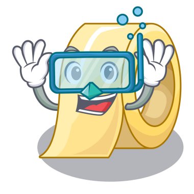 Karikatür masanın üstünde dalış maskeleme bandı