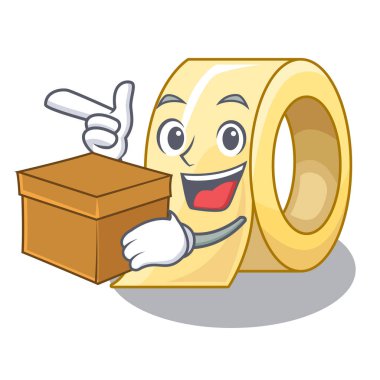 Karikatür masanın üstünde kutu maskeleme bandı ile